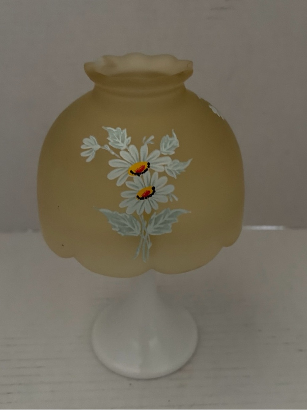Hand-Painted Yellow Floral Glass Vase Lamp Shade